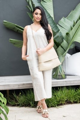 Ester Jumpsuit - Oatmeal Stripe