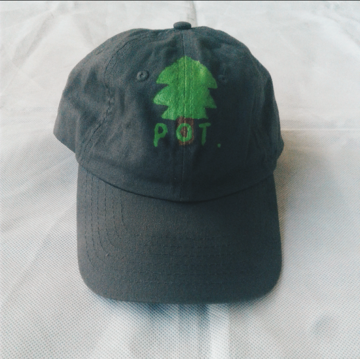 HappyHigh &quot;Pot&quot; and Tree Logo Grey Dad Hat