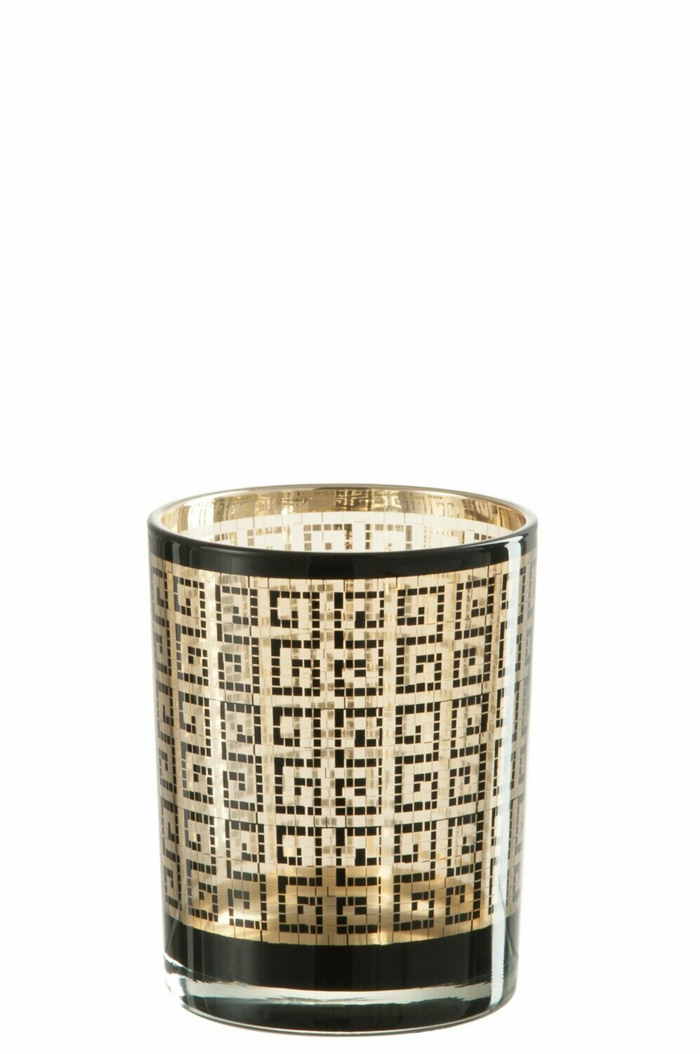 PORTA VELAS PRETO E DOURADO