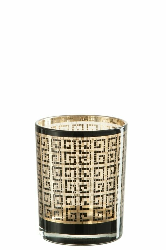 PORTA VELAS PRETO E DOURADO