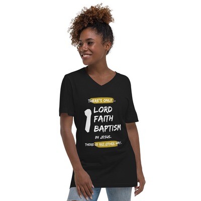 Women's One Lord One Faith Short Sleeve V-Neck T-Shirt