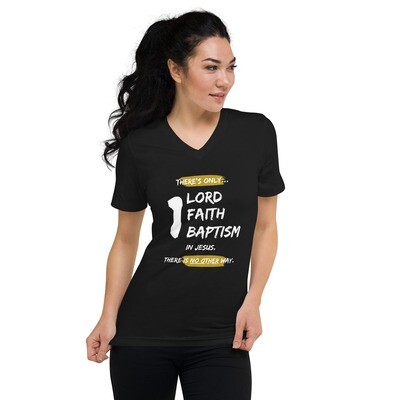Women's One Lord One Faith Short Sleeve V-Neck T-Shirt