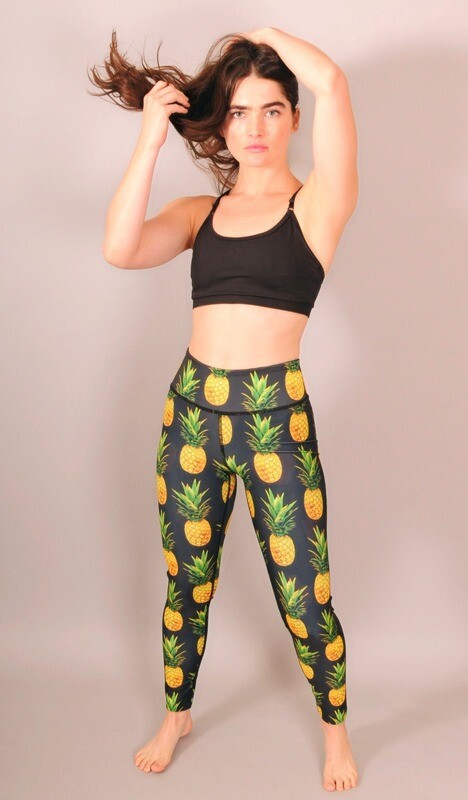 Misfit Reversible Pineapple/Tie-Dye Power Leggings Large