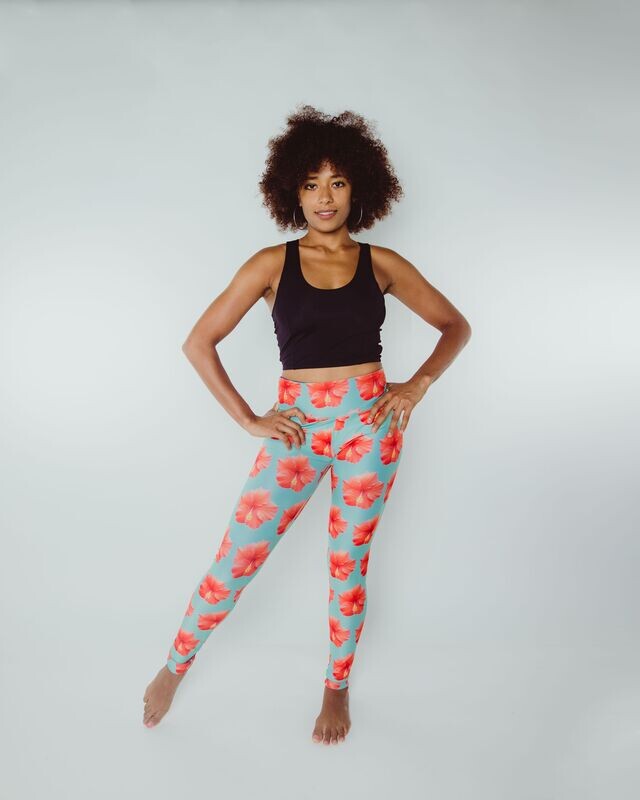 Reversible Hibiscus/Tie-Dye Power Legging