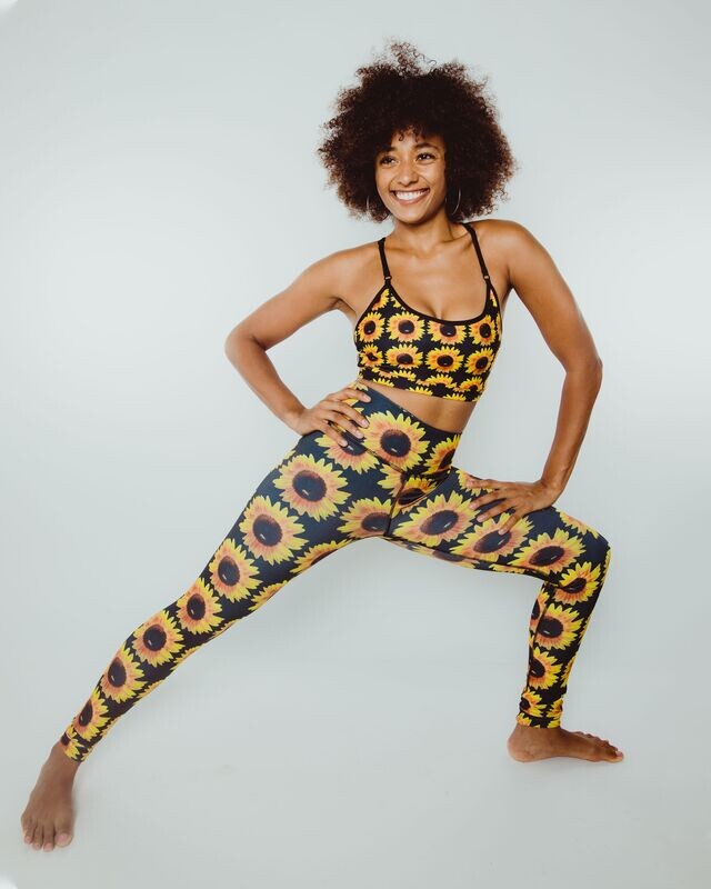 Misfit Reversible Sunflower/Tie-Dye Power Leggings Large