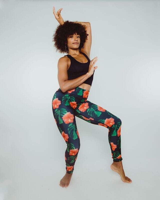 Misfit Reversible Tropical/Tie-Dye Power Leggings Medium