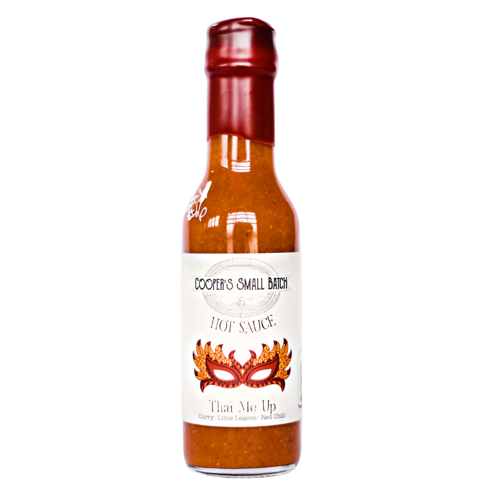 thai hot sauce with ginger lemongrass and chili Cooper’s Small Batch bottle