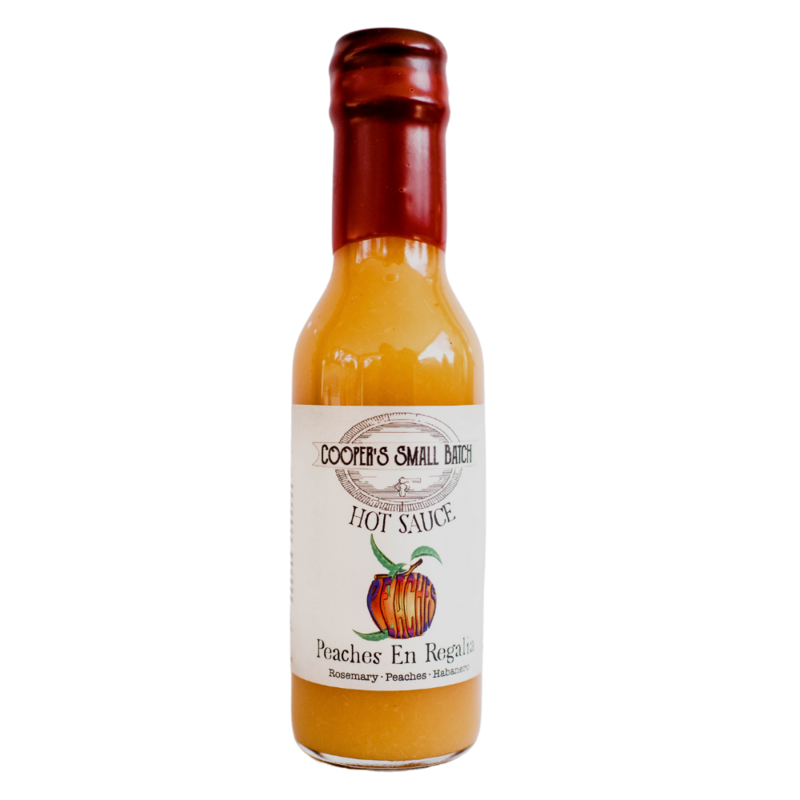 peach habanero hot sauce bottle Cooper’s Small Batch