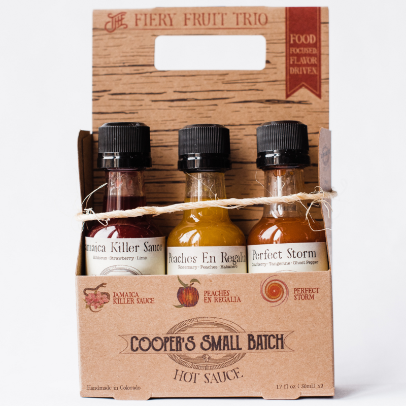 Fruit hot sauce gift set with strawberry, peach and citrus flavors – small batch 3 pack variety