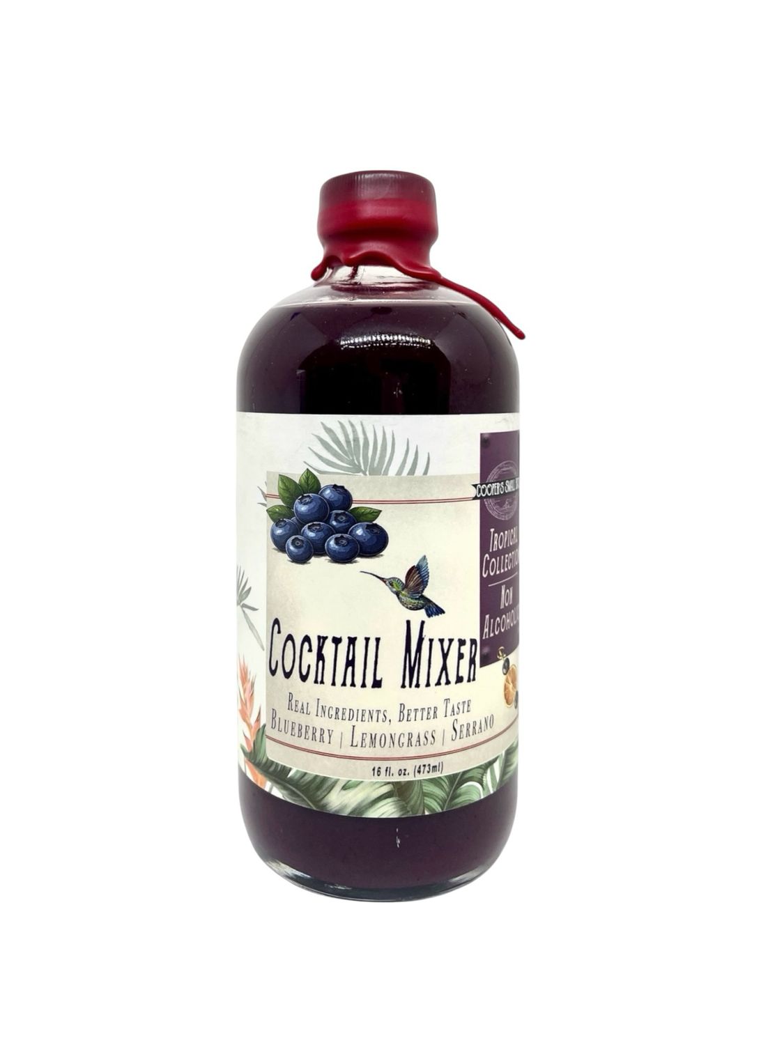 Blueberry lemongrass non-alcoholic mocktail mixer with serrano pepper – zero proof drink mixer