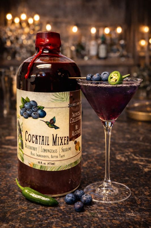 Blueberry &amp; Lemongrass Non-Alcoholic Mocktail Mixer (16oz)