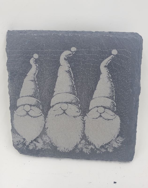 Three Gnome Slate Coaster