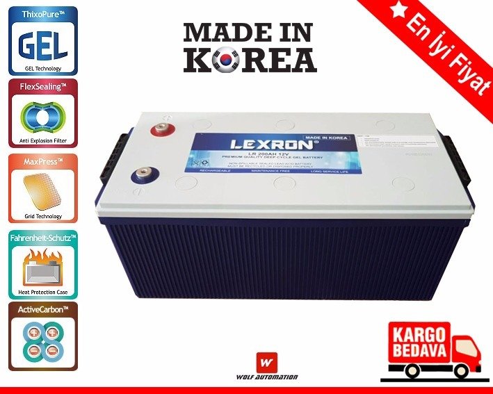 200 AH LEXRON(KORE) SOLAR JEL AKÜ