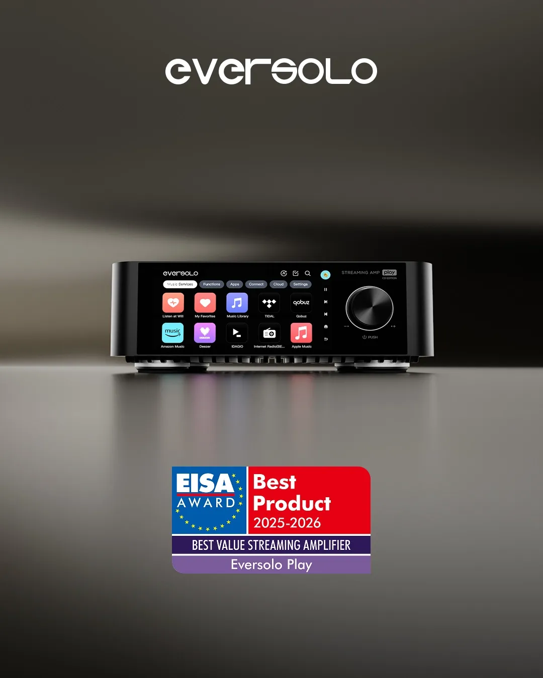 Eversolo PLAY CD Streamer DAC Amplifier 32bit 768kHz DSD512 2x110W