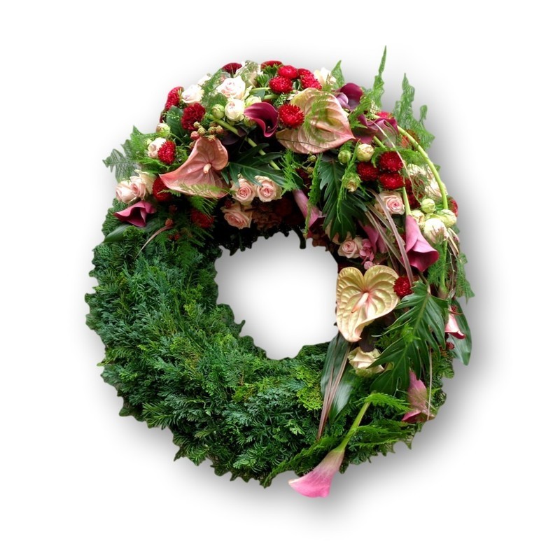 Kranz mit Teilschmuck Four Season rosa/bordeaux