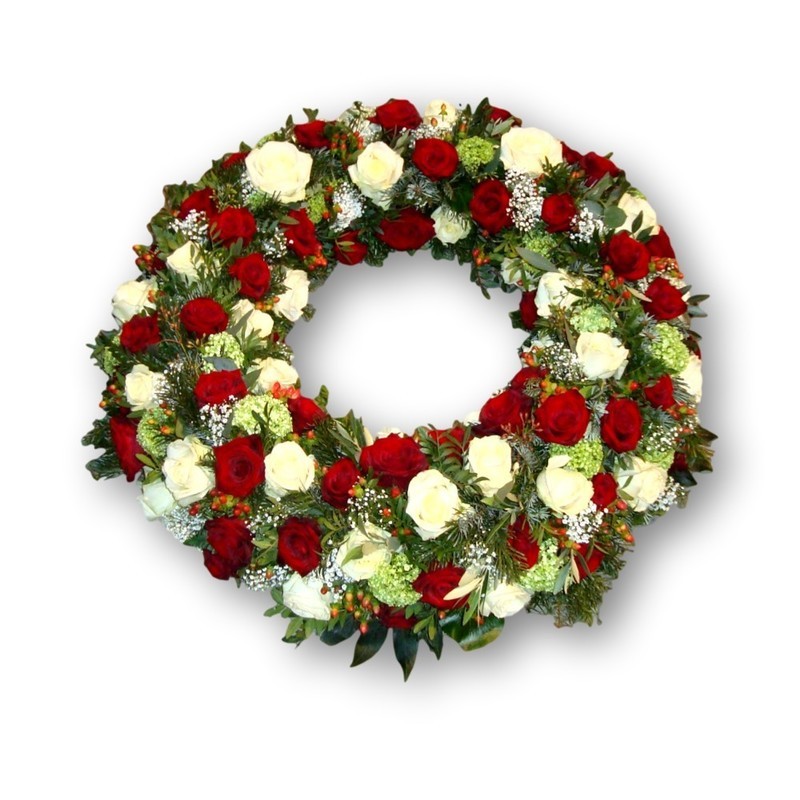 Rundumkranz Four Season Rosen rot/weiss