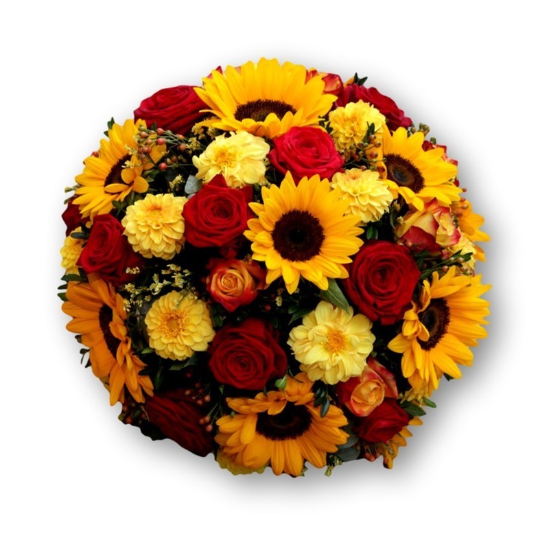 Kugelgesteck Sommer Sonnenblumen
