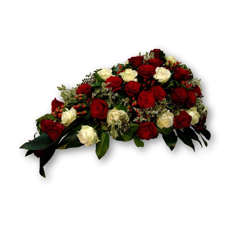 Sargschmuck Four Season Rosen - rot/weiss
