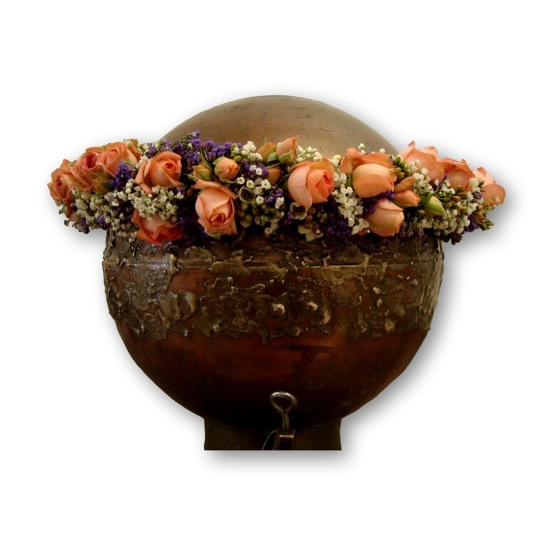 Urnenschmuck Kranz Four Season - lachsrosa/weiss