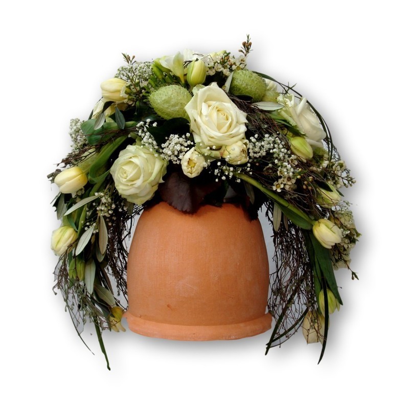 Urnenschmuck Bogen Four Season - weiss/grün