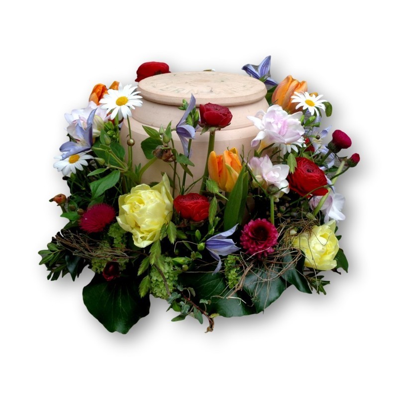 Urnenschmuck Frühling bunt/grün
