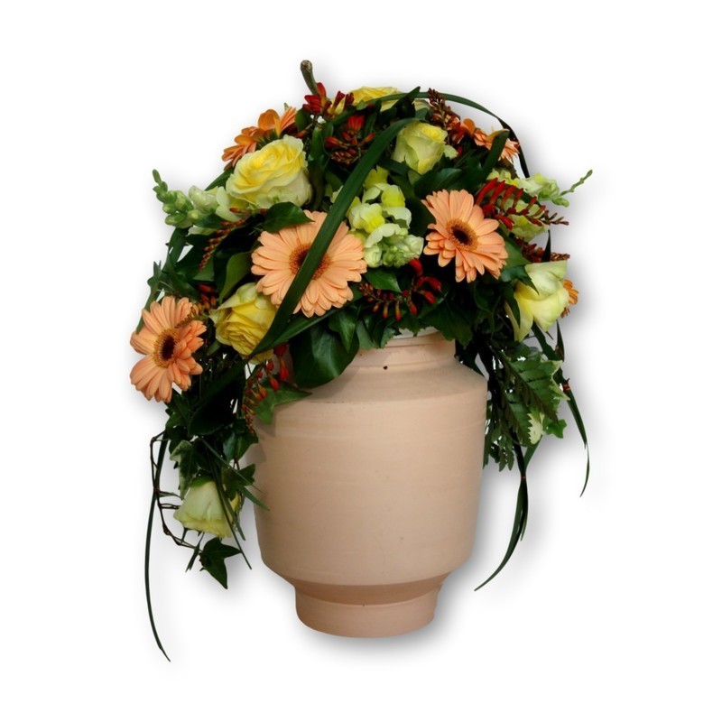 Urnenschmuck Bogen - gelb/lachs