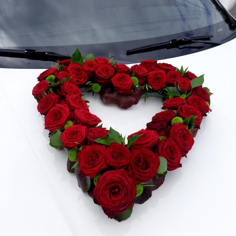 Autoschmuck Herz Rosen - rot