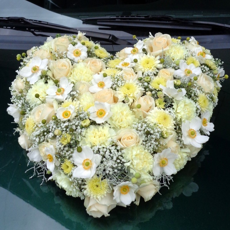 Autoschmuck Herz - weiss/gelb
