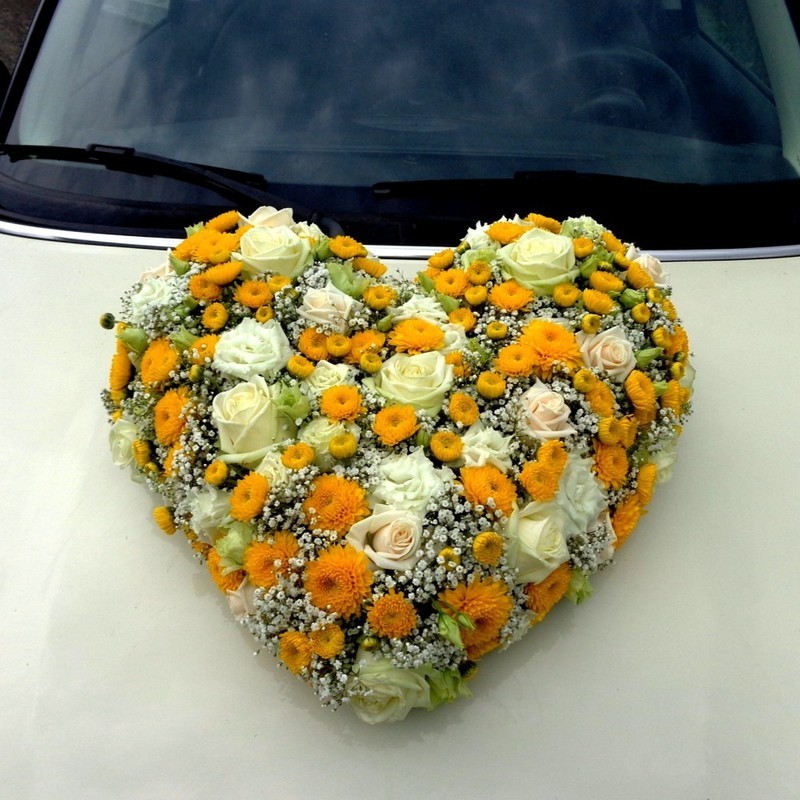 Autoschmuck Herz - orange/gelb