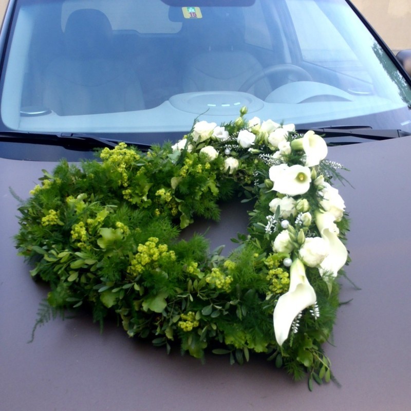 Autoschmuck Herz grün mit Calla