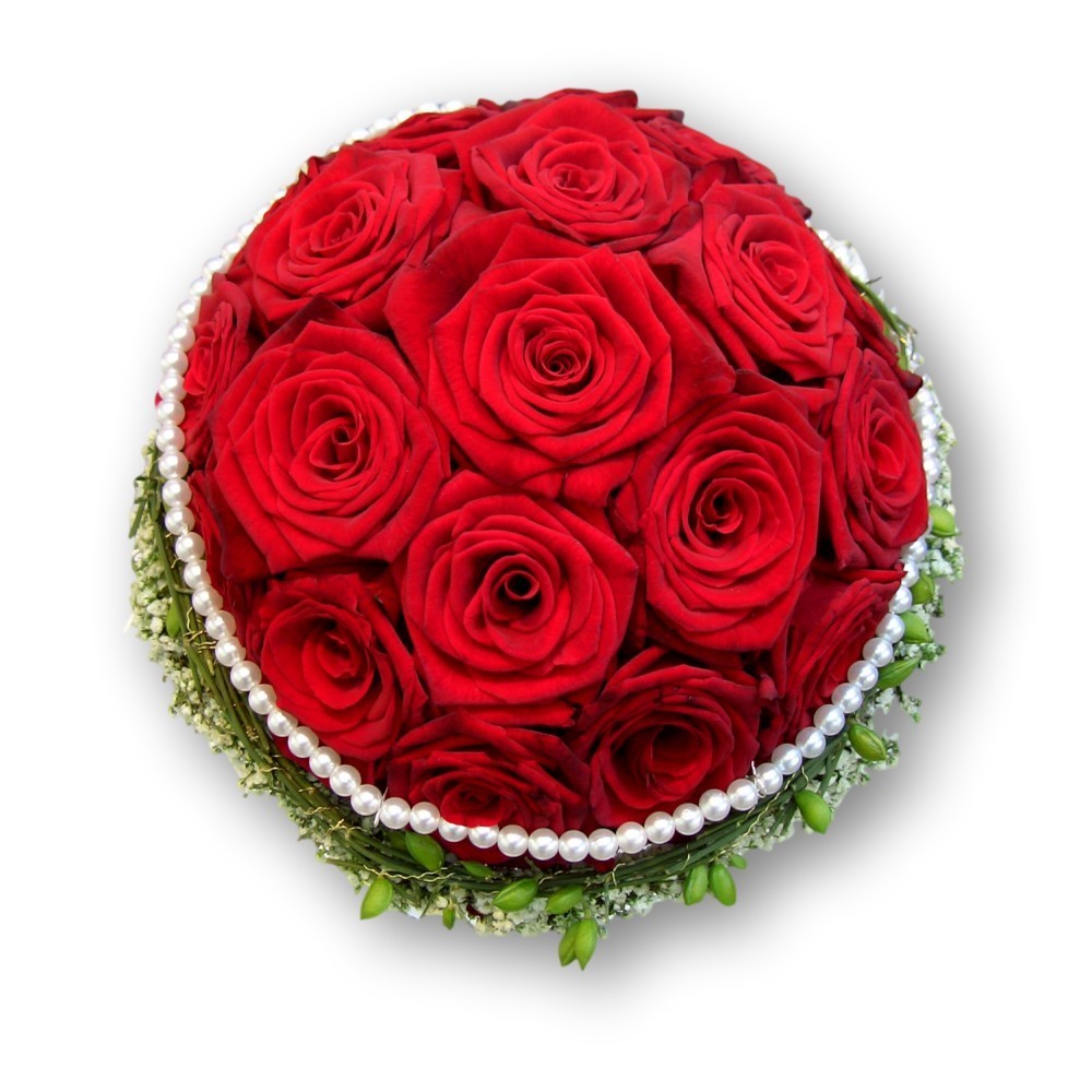Brautstrauss rund mit rote Rosen