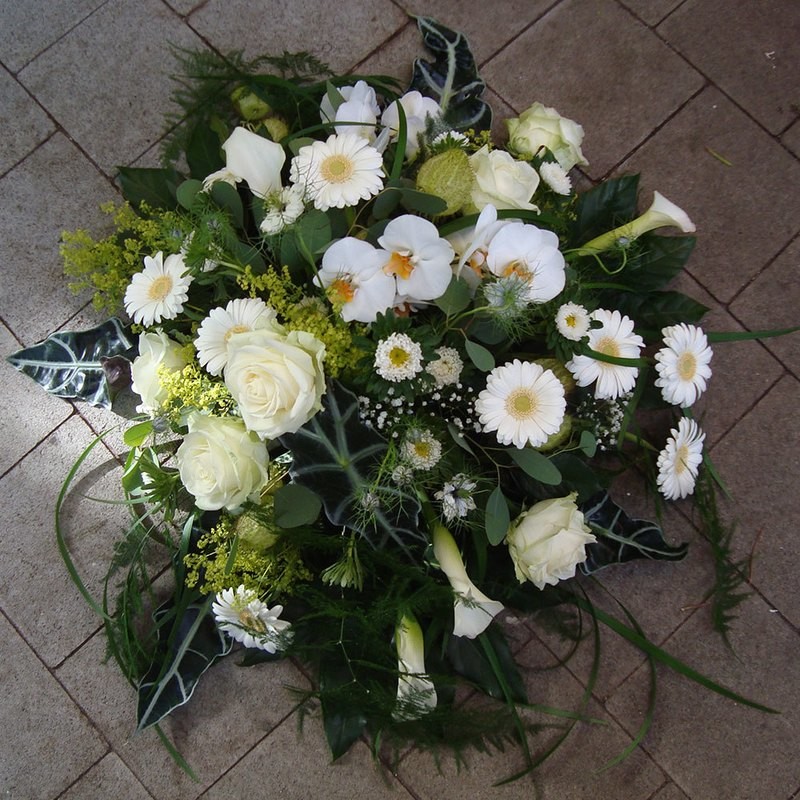 Tischdeko rund - weiss/grün