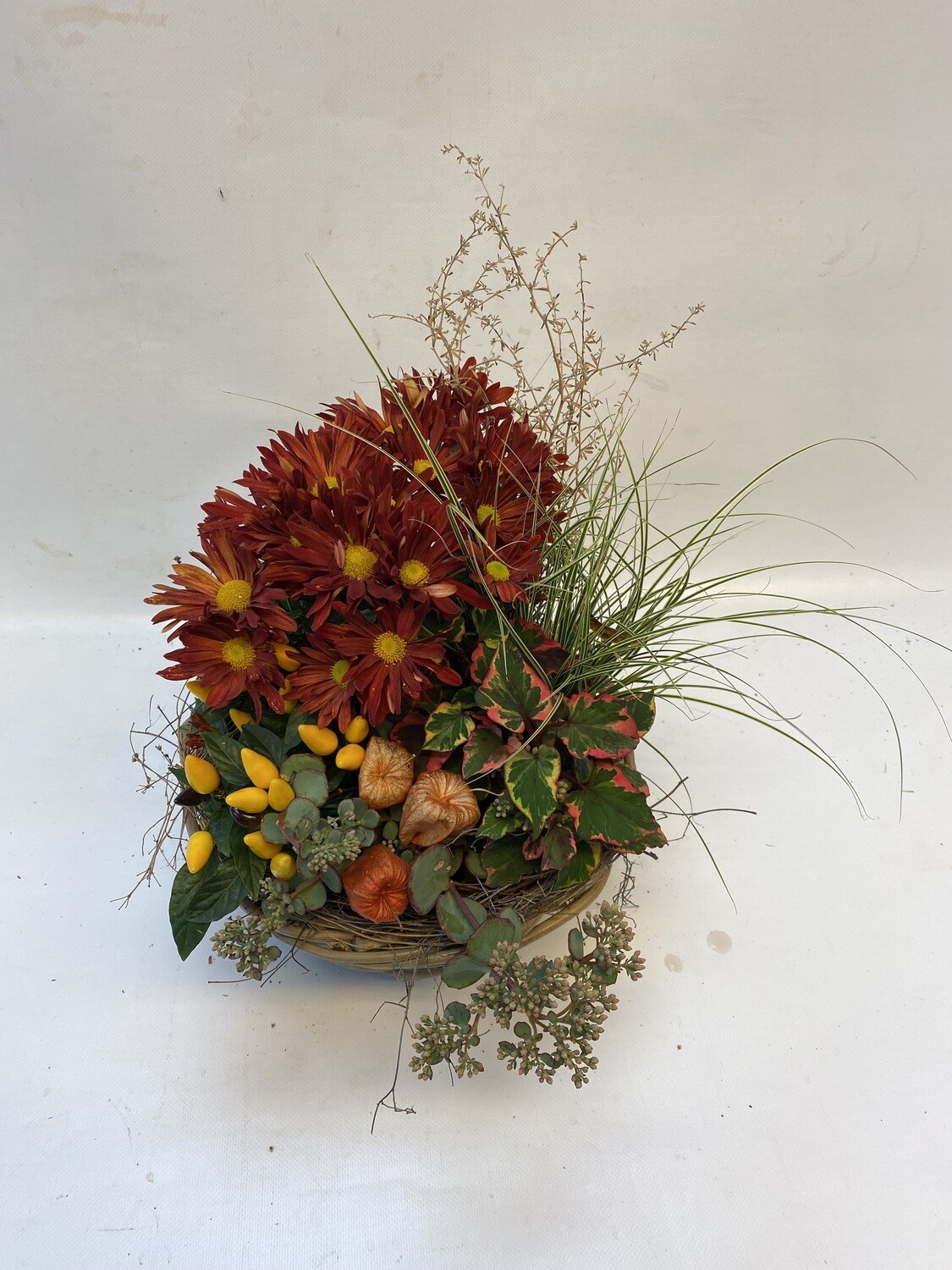Bepflanztes Gefäss Herbst - orange/rot