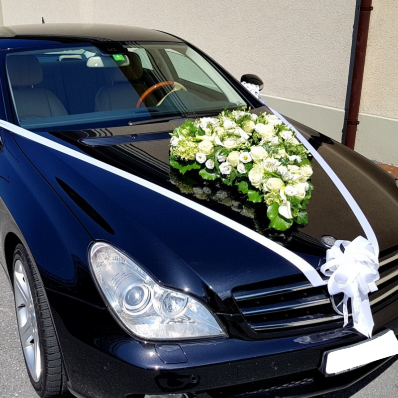 Autoschmuck Herz Rosen - weiss/grün