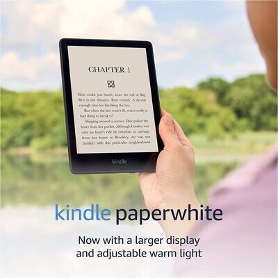 Kindle Paperwhite Signature Edition Gen 11 (2021) with glass screen protector and black cover