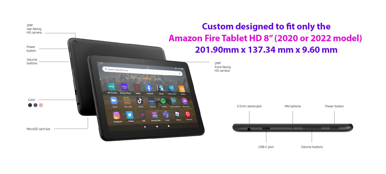 CAWA Slim Smart Case/Cover for Kindle Fire HD8 2020/2022/2024