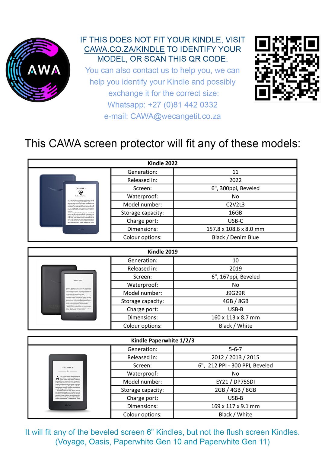 CAWA Screen protector film for Kindle, Which Kindle do you own?: Kindle / Kindle Touch (6") MATTE