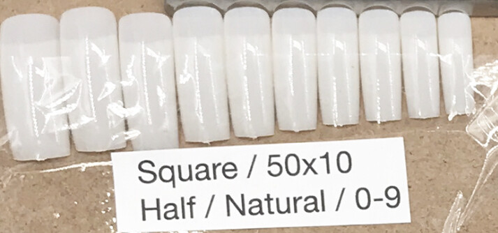 [generic] Square Half Nail Tips Set (natural/clear)