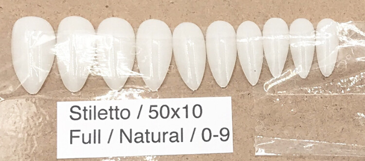 [generic] Stiletto Full Nail Tips Set (natural/clear)