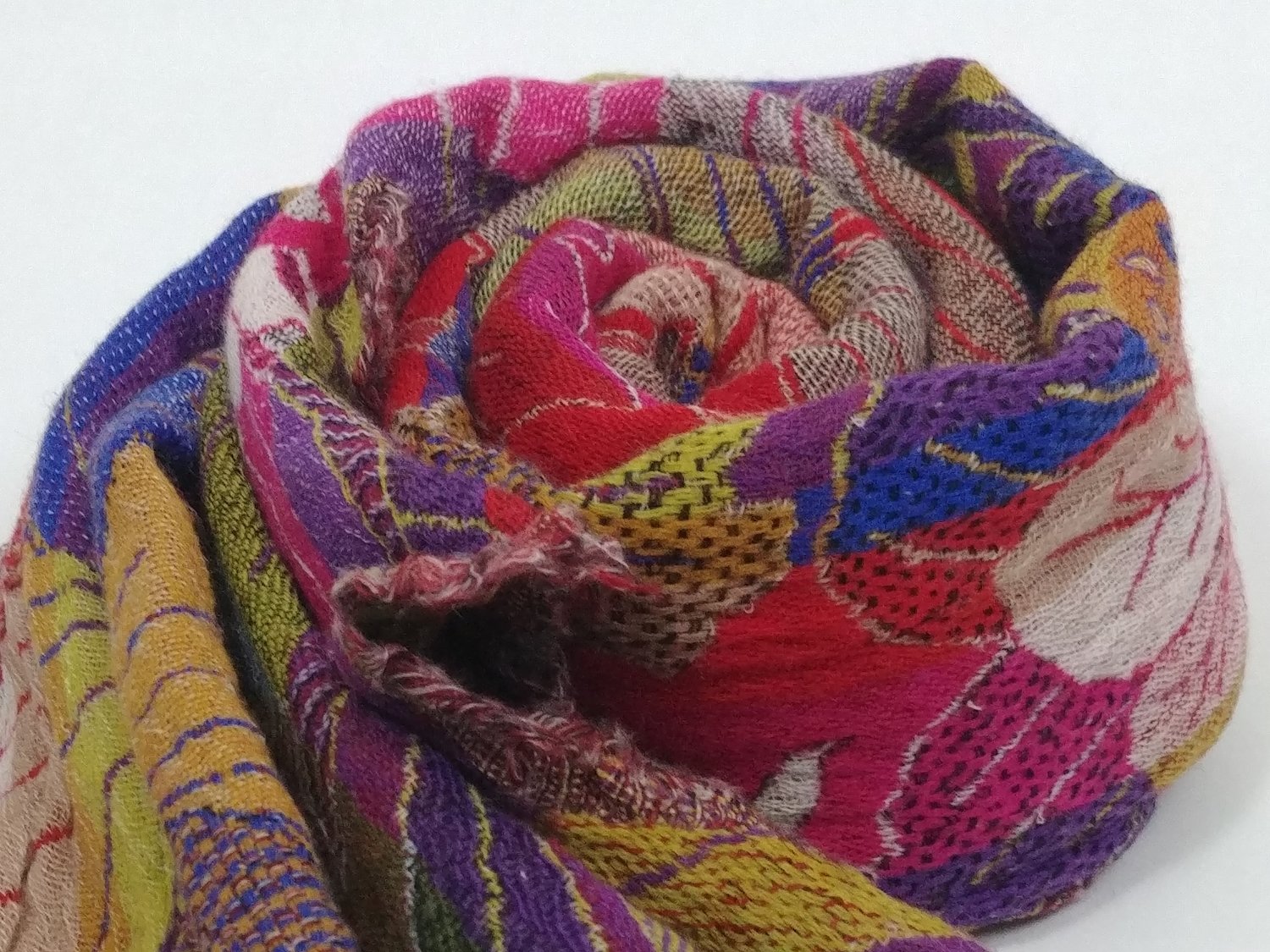 Floral Ragged Edged; 100% Wool Scarf