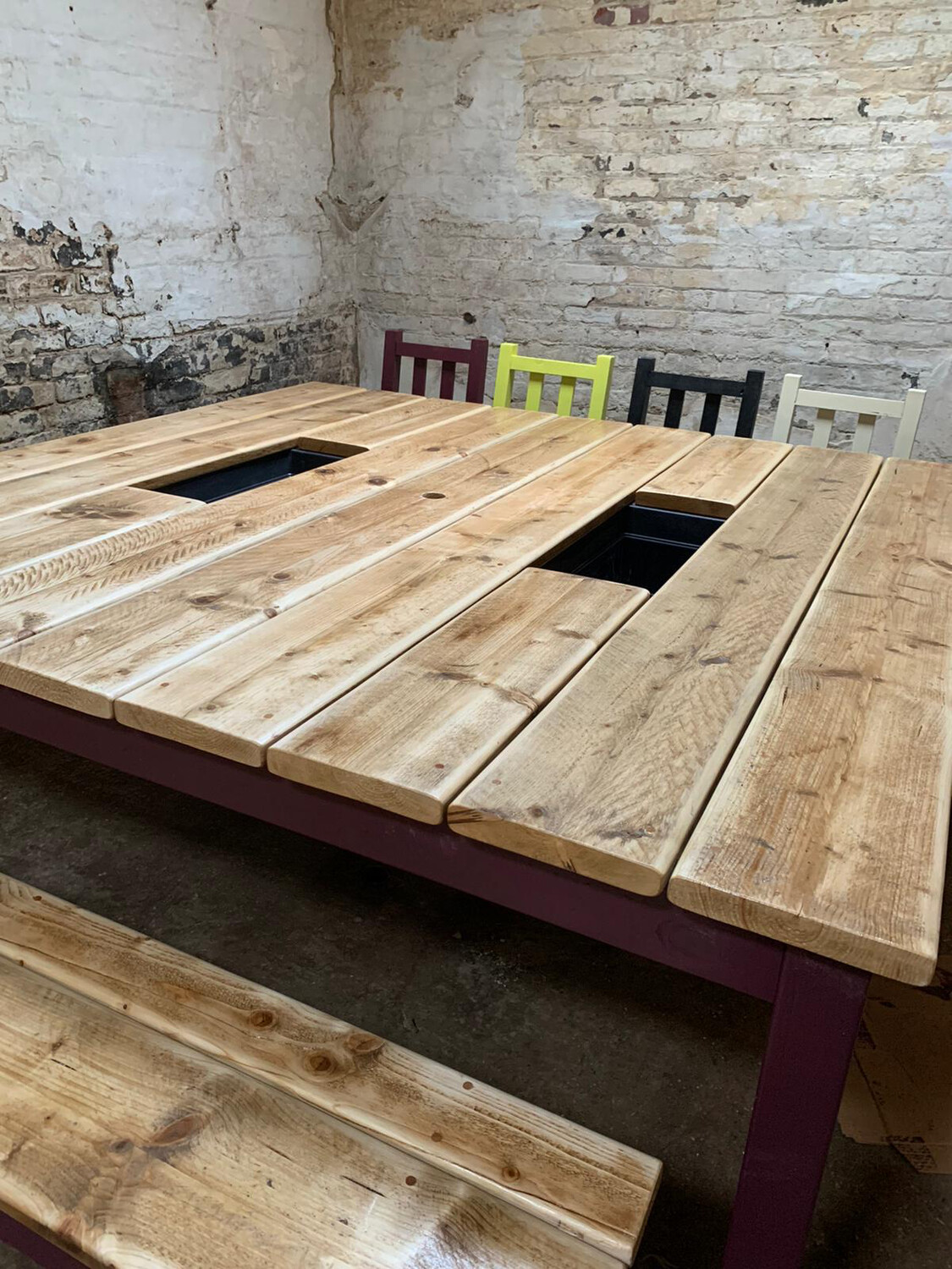 2m Square Prosecco Patio Table & 2 Benches