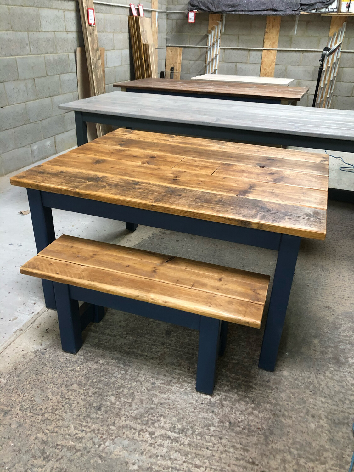 Rustic Dining Table & 2 Benches