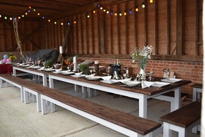 Rustic Dining Table & 4 Benches
