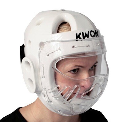 White headguard with face shield - Size Medium (BF) White headguard with face shield - Size Medium (BF)