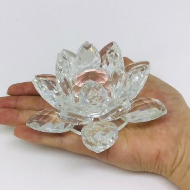 Flor de Lótus Média em Cristal Transparente