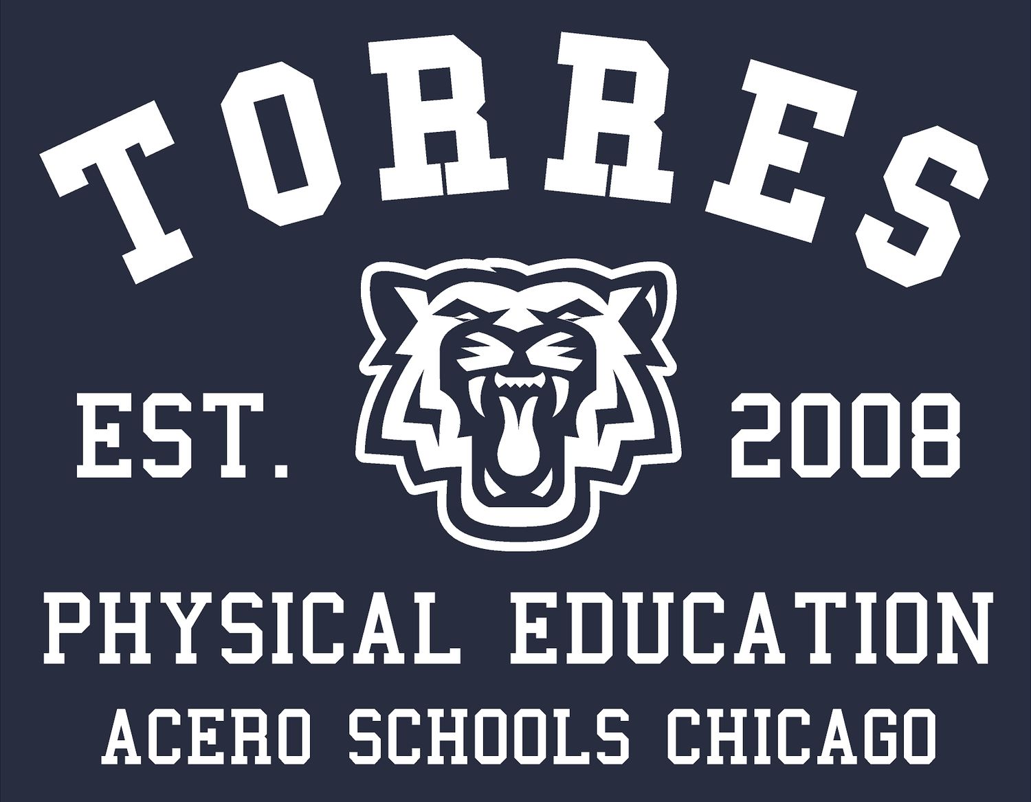 PE Navy Torres T-Shirt with Physical Education White Logo