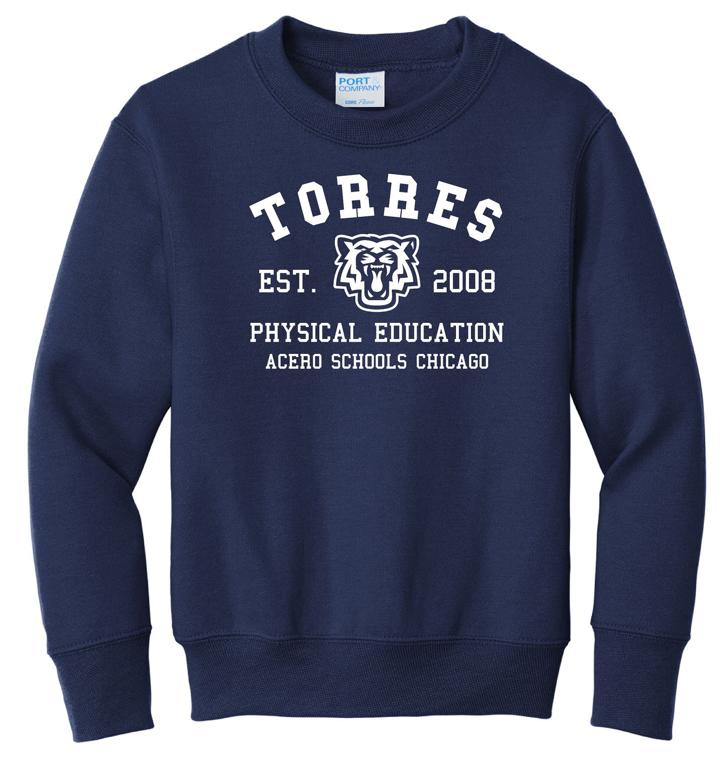 PE Navy Torres Crewneck Sweatshirt With White Print