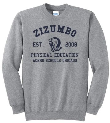 Zizumbo Grey Crewneck PE Sweatshirt With Navy Print