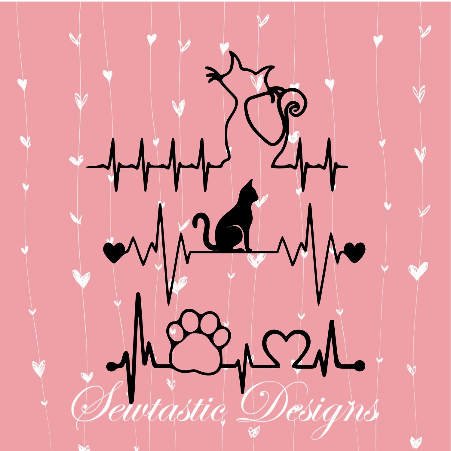 Download Cat Heartbeat Svg Cat Ekg Svg Cat Svg Cut File Iron On Decal Cricut Silhouette Scanncut Many More PSD Mockup Templates