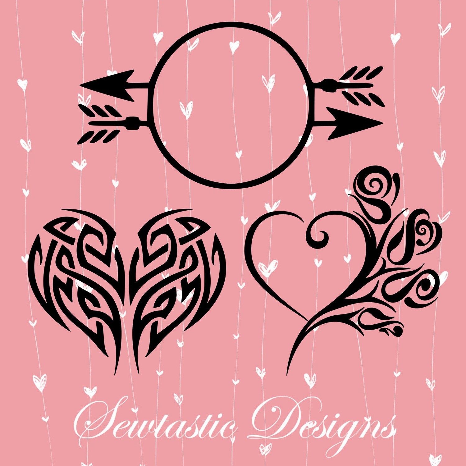 Download Tribal Hearts Svg Tribal Svg Heart Svg Circle Svg Monogram Svg Cut File Iron On Decal Cricut Silhouette Scanncut Many More